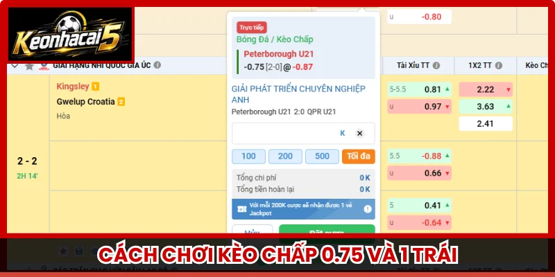 Cách chơi kèo chấp 0.75 và 1 trái
