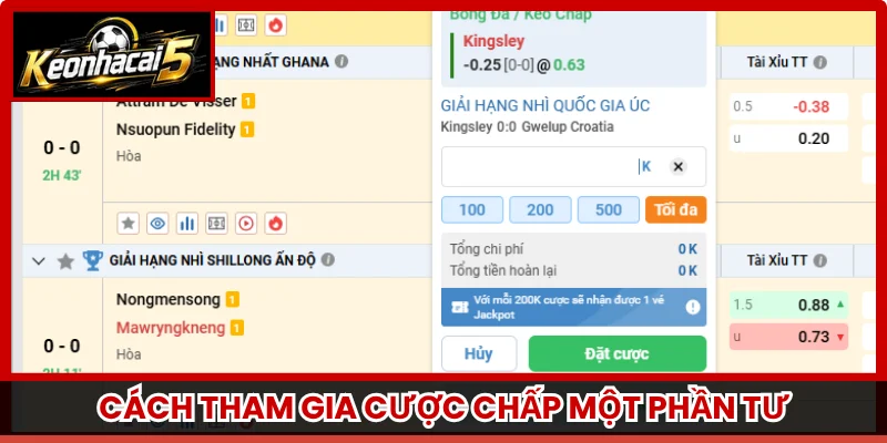 Cách tham gia cược chấp một phần tư
